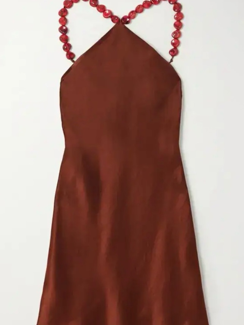 STAUD Cadence Bead-Embellished Satin Halterneck Mini Dress
